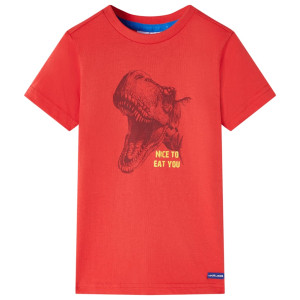 Camiseta para niños con estampado de dinosaurio rojo 140 D