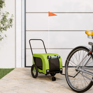 Reboque de bicicleta para cães ferro tecido Oxford verde preto D