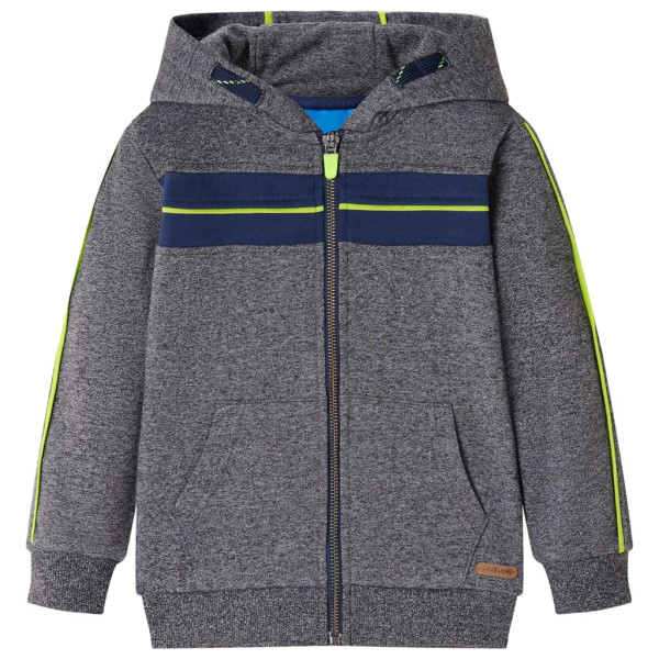 Sudadera para niños con capucha y cremallera gris mélange 140 D