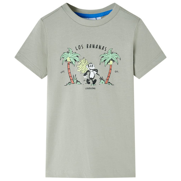 Camiseta para niños con estampado de mono caqui claro 116 D