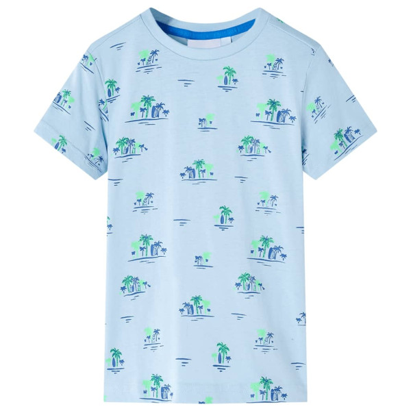 T-shirt para crianças com impressão de coco azul claro 104 D