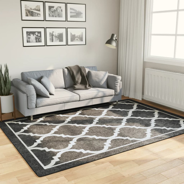 Alfombra lavable antideslizante negro y blanco 160x230 cm D