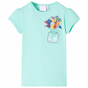 Camiseta para niños con estampado de flores menta claro 116 D