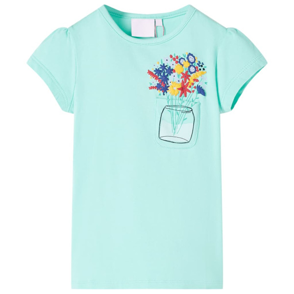 Camiseta para niños con estampado de flores menta claro 104 D