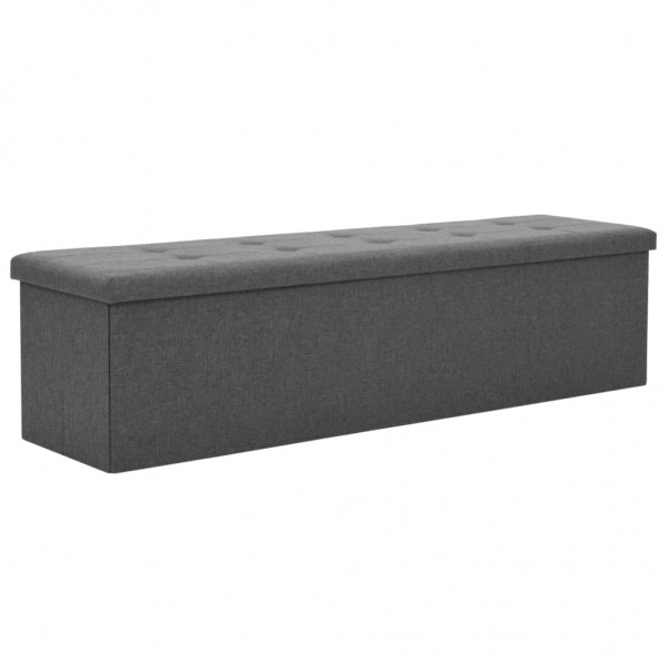 Banco almacenaje plegable lino sintético 150x38x38 gris oscuro D