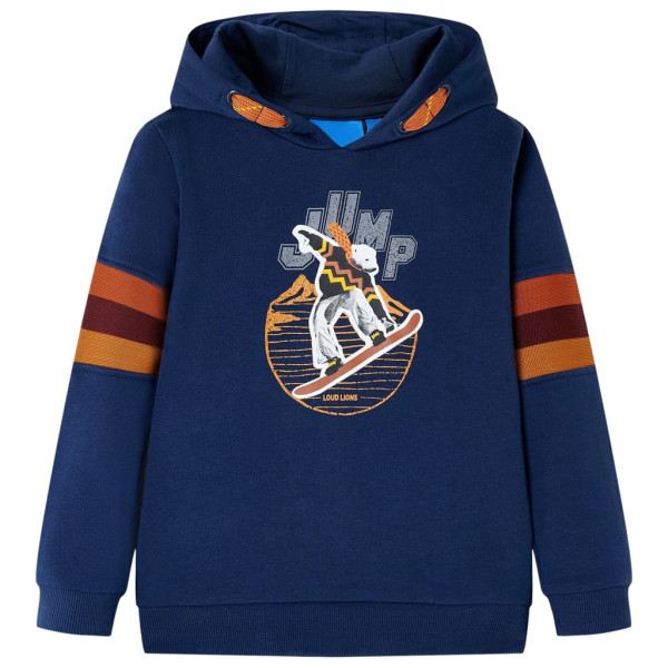 Sudadera con capucha de niños estampado oso snowboard azul marino 104 D