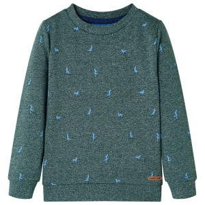 Sudadera para niños con estampado de perritos verde oscuro melange 104 D