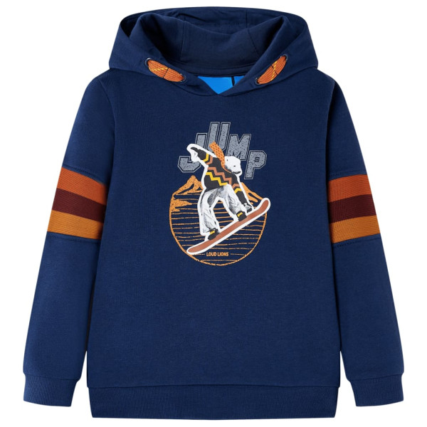 Sudadera con capucha de niños estampado oso snowboard azul marino 140 D