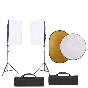 Kit de estúdio fotográfico com conjunto de luz e refletor D