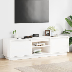 Mueble de TV madera maciza de pino blanco 140x35x40 cm D