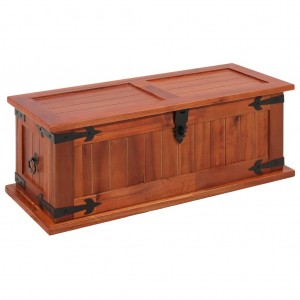 Baúl de almacenamiento de madera maciza de acacia 60x25x22 cm D