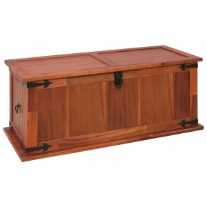 Baúl de almacenamiento de madera maciza de acacia 90x45x40 cm D