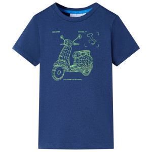 Camiseta de niños estampado de motocicleta azul oscuro 116 D