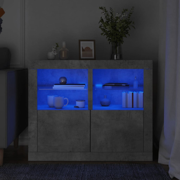 Mesa de noite LED luzes 2 uis madeira engenharia cinza concreto D