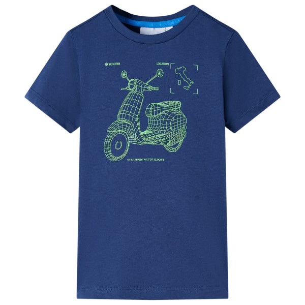 Camiseta infantil azul escuro com estampa de motocicleta 140 D