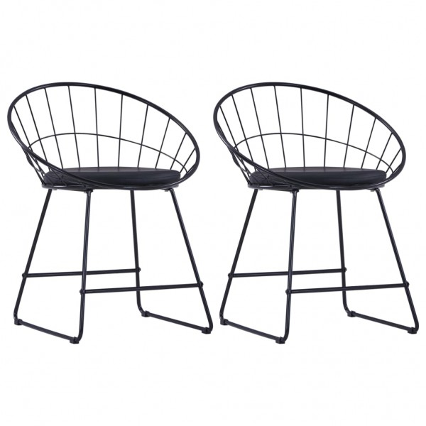 Sillas de comedor asientos de cuero sintético 2 uds acero negro D