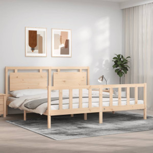 Estructura de cama con cabecero madera maciza 180x200 cm D