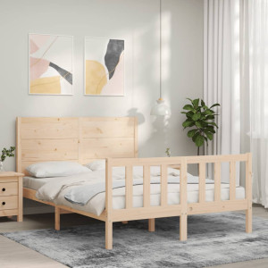 Estructura de cama con cabecero madera maciza 140x200 cm D
