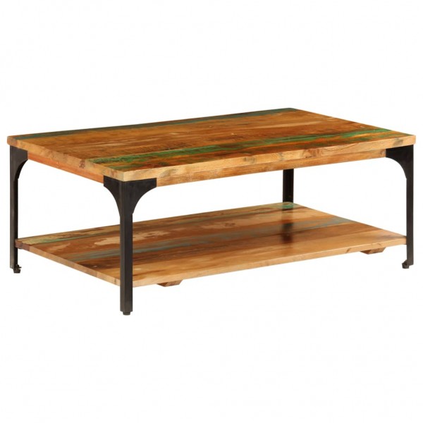 Mesa de centro con estante madera maciza reciclada 100x60x35 cm D