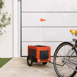 Trailer de bicicleta para animais de estimação em ferro tecido Oxford laranja preto D