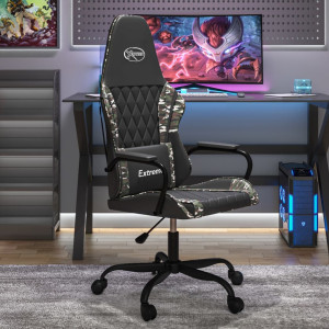 Cadeira de massagem gaming couro sintético preto e camuflagem D