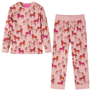 Pijama para crianças de longa duração com cavalos rosa claro 128 D