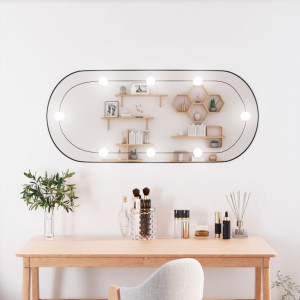 Espelho de parede oval com luzes LED vidro 40x90 cm D