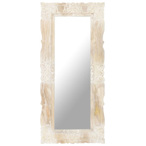 Espejo de madera maciza de mango blanco 110x50 cm D