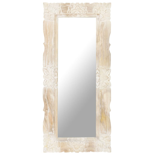 Espelho de madeira maciça de mangue branco 110x50 cm D