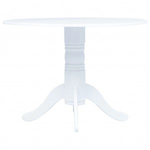 Mesa de comedor de madera maciza de caucho blanco 106 cm D