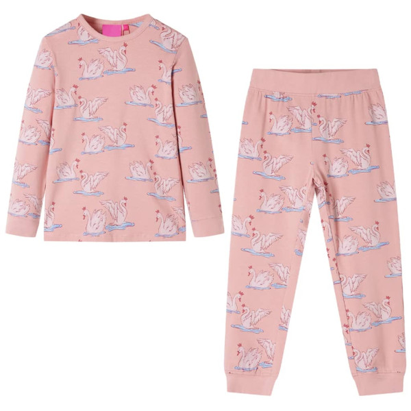 Pijama para niños de manga larga con estampado cisnes rosa claro 128 D