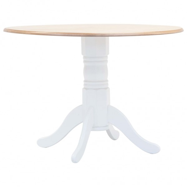 Mesa de comedor de madera maciza de caucho blanco marrón 106 cm D