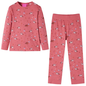 Pijama infantil de manga comprida com estampa de unicórnio e asas rosa 92 D