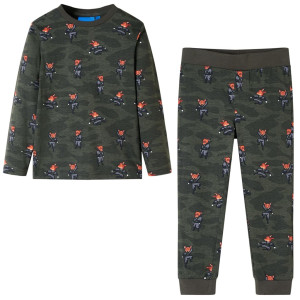 Pijama para niños de manga larga con estampado ninjas zorros caqui 140 D