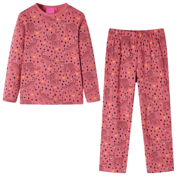 Pyjama para crianças mangas compridas leopard rosa velho 140 D