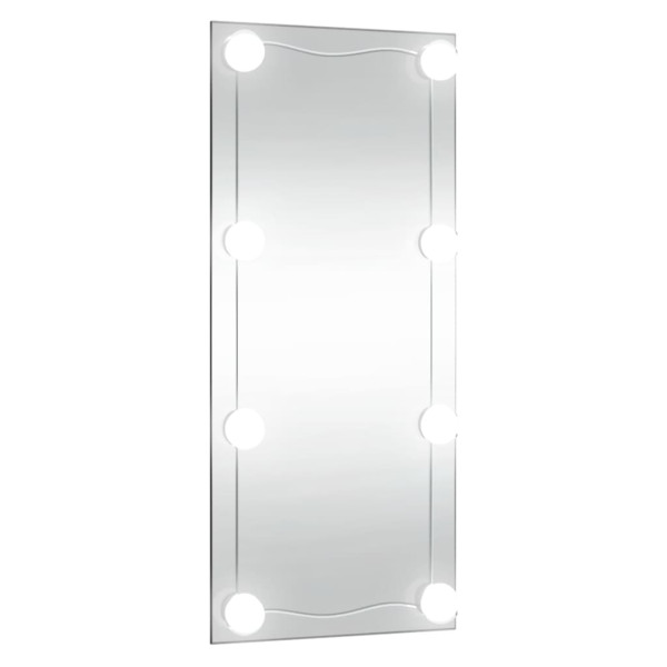Espelho de parede retangular com luzes LED vidro 50x100 cm D