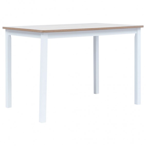 Mesa de jantar de madeira de borracha branca 114x71x75 cm D