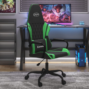 Cadeira de massagem gaming de couro sintético preto e verde D