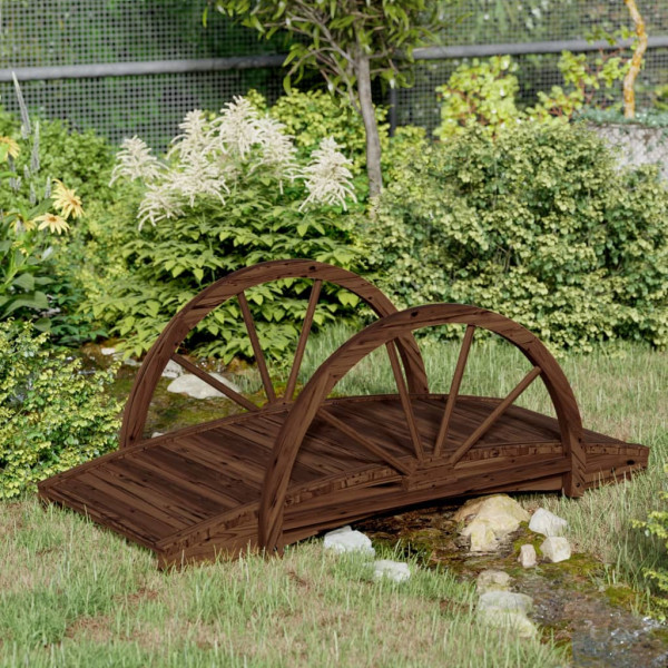 Puente de jardín con media rueda madera maciza abeto 99x50x38cm D