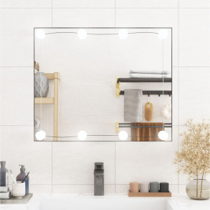 Espejo de pared rectangular con luces LED vidrio 50x60 cm D