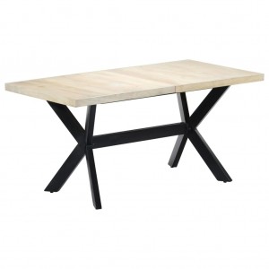 Mesa de comedor madera maciza de mango blanco 160x80x75 cm D