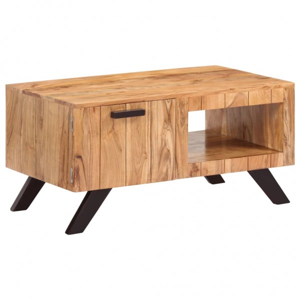 Mesa de centro de madera maciza de acacia 90x50x45 cm D
