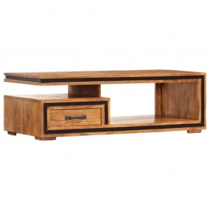 Mesa de centro de madera maciza de acacia 100x45x33 cm D