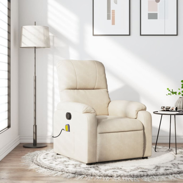 Sillón reclinable de masaje tela de microfibra beige D