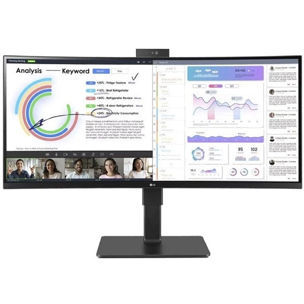 Monitores panorâmicos curvos LG 34" LED WQHD 34BQ77QC-B preto D