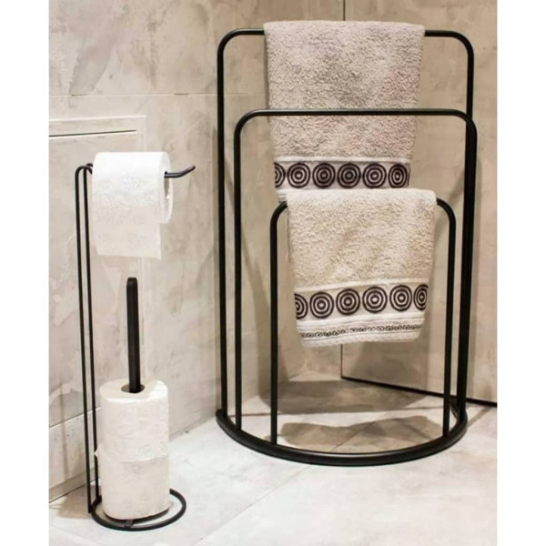 Bathroom Solutions Toalhas de pé de metal preto 49.5x75 cm D