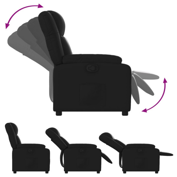 Sillón reclinable de cuero sintético negro M 4