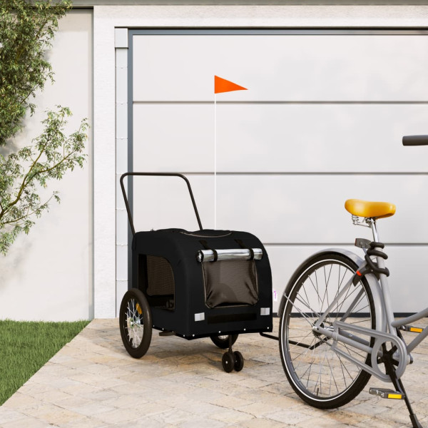 Remolque de bicicleta animais de estimação tecido preto Oxford ferro D