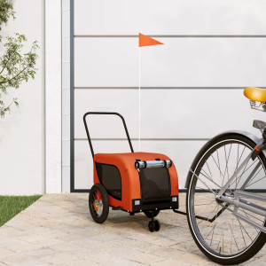 Trailer de bicicleta para animais de estimação em ferro tecido Oxford laranja preto D