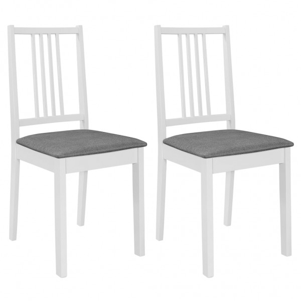 Cadeiras de jantar com almofadas de madeira maciça branca 2 unidades D